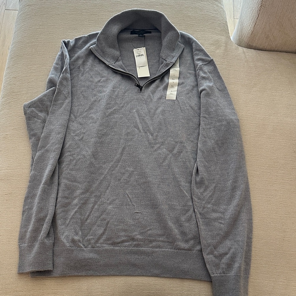 Banana Republic Men's Gray V-Neck Shawl Collar Sweater